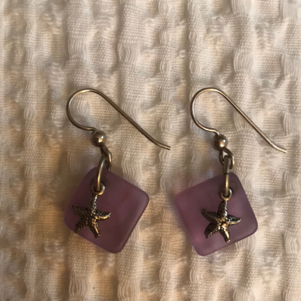 Starfish and Purple Stone Earrings